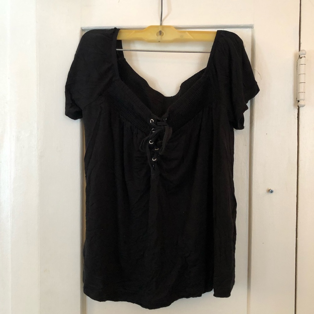 American Eagle Lace Up Off the Shoulder Top